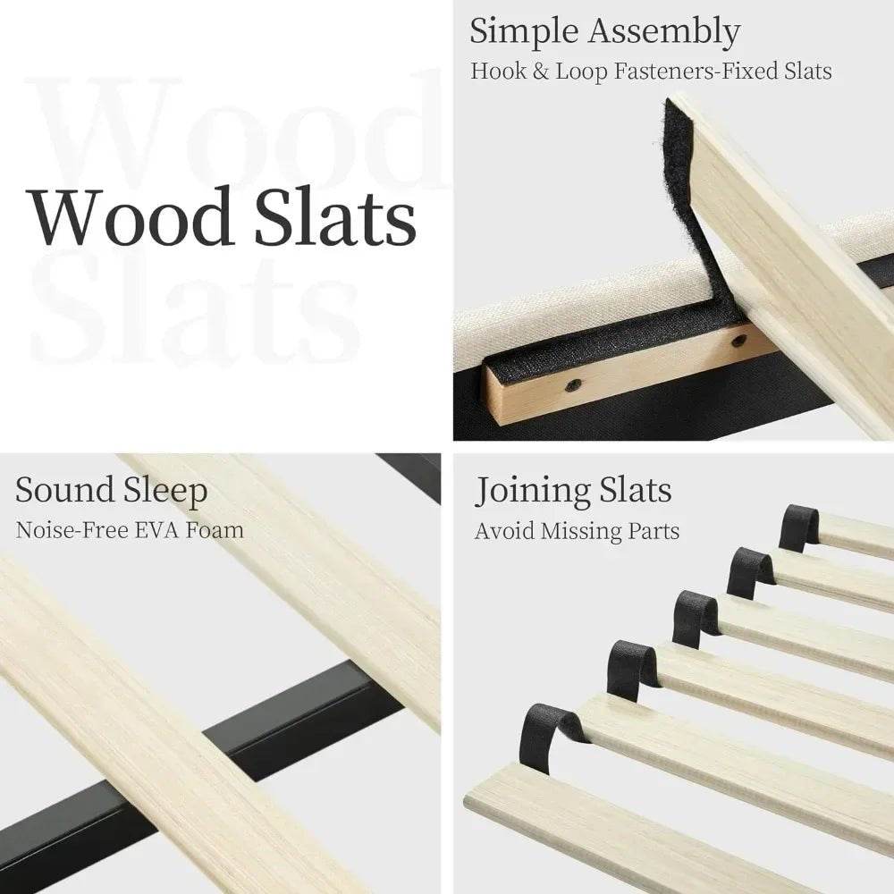 Minimalist Modern Linen Upholstered Bed Frame With Storage - Omega Lifestyles