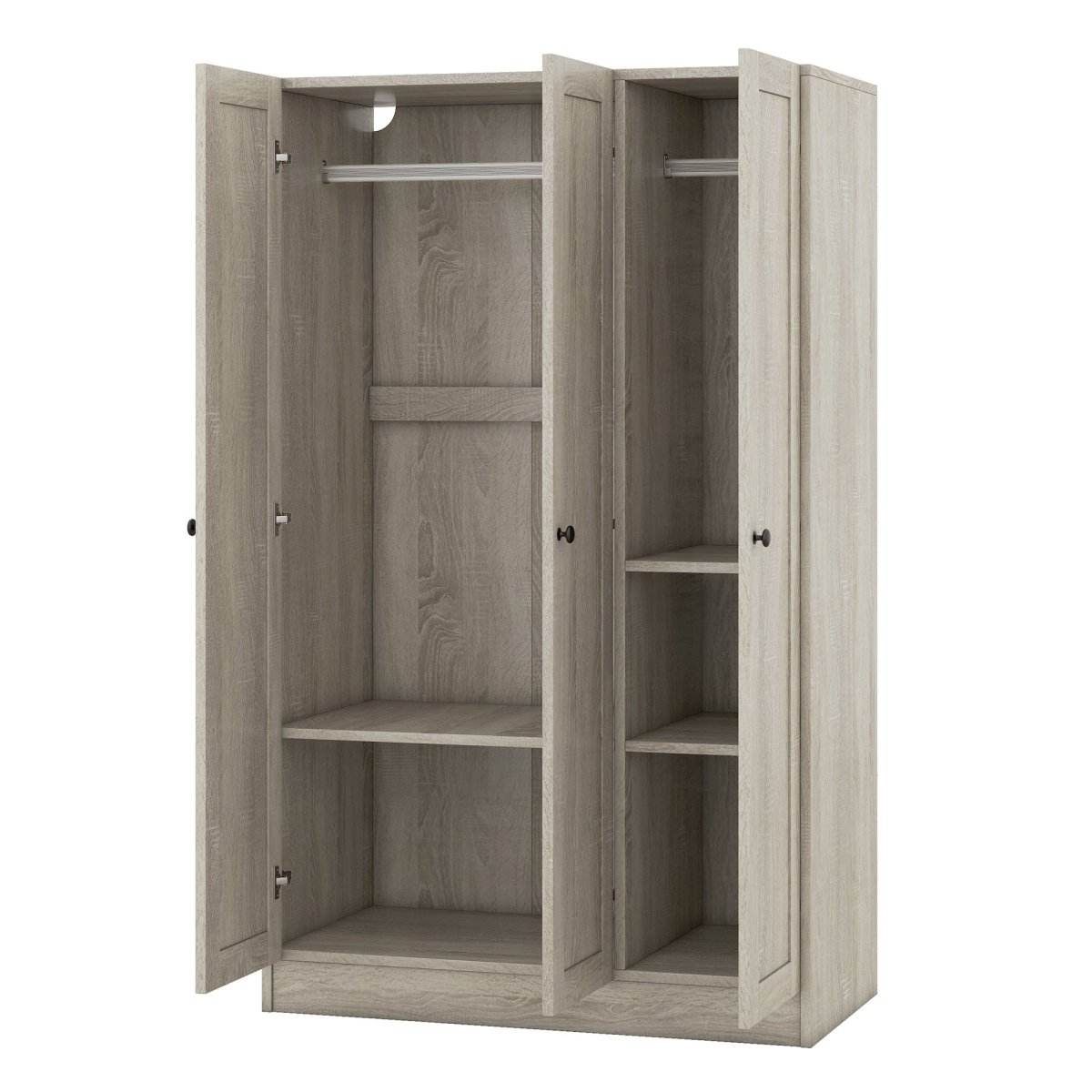 Modern 3-Door Gray MDF Shutter Wardrobe - Sleep Galleria