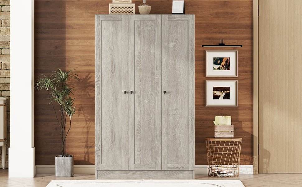 Modern 3-Door Gray MDF Shutter Wardrobe - Sleep Galleria