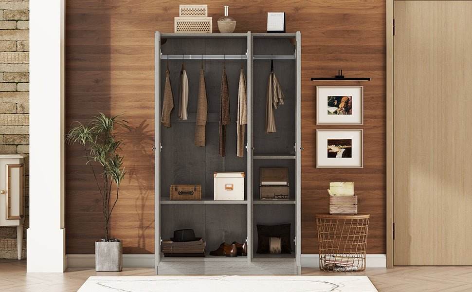 Modern 3-Door Gray MDF Shutter Wardrobe - Sleep Galleria