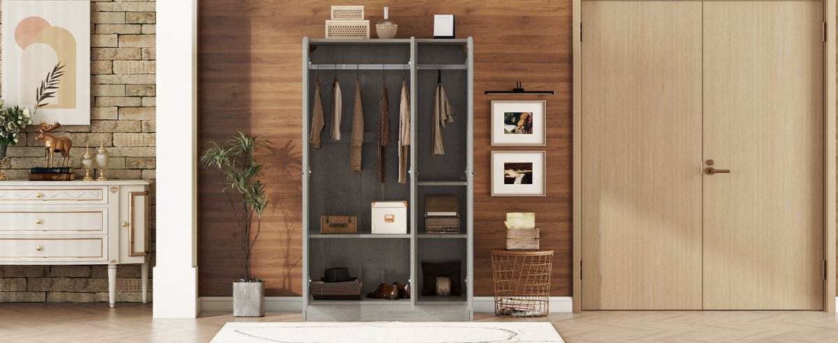 Modern 3-Door Gray MDF Shutter Wardrobe - Sleep Galleria