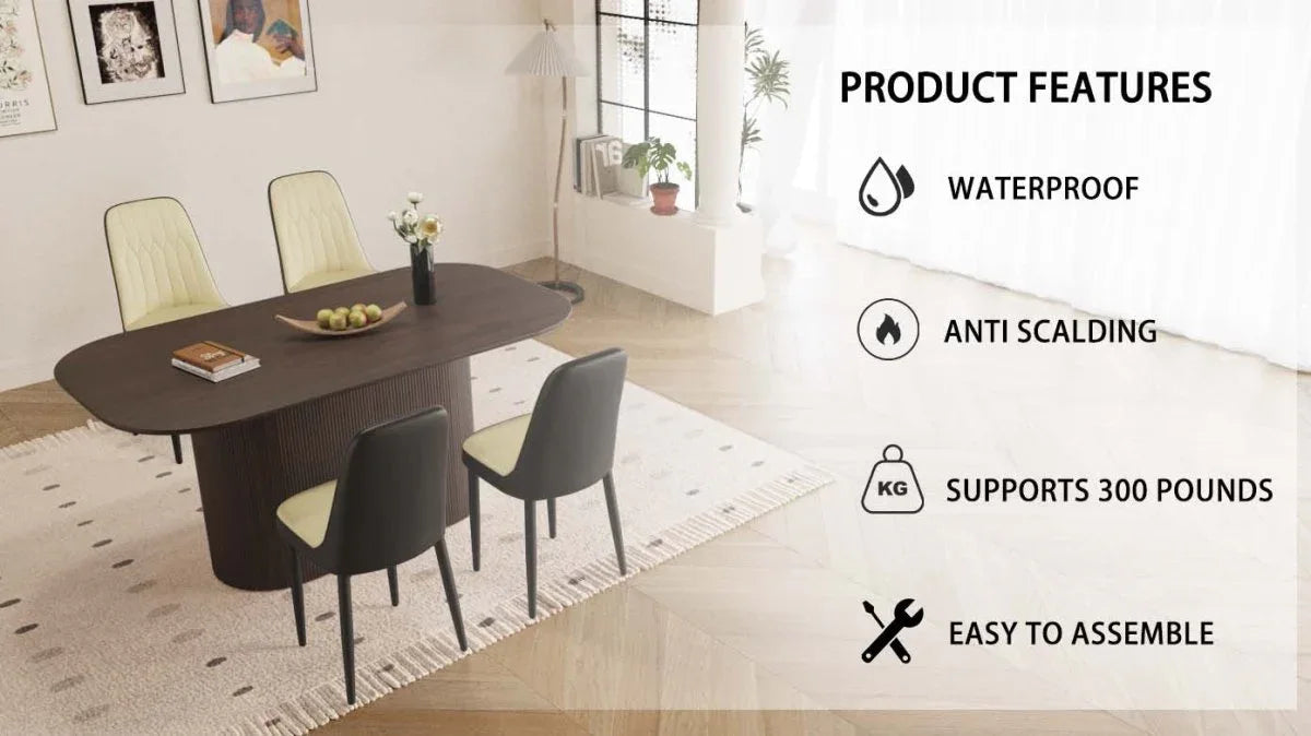 Modern Industrial MDF Dining Table And PU Chairs Set - Omega Lifestyles