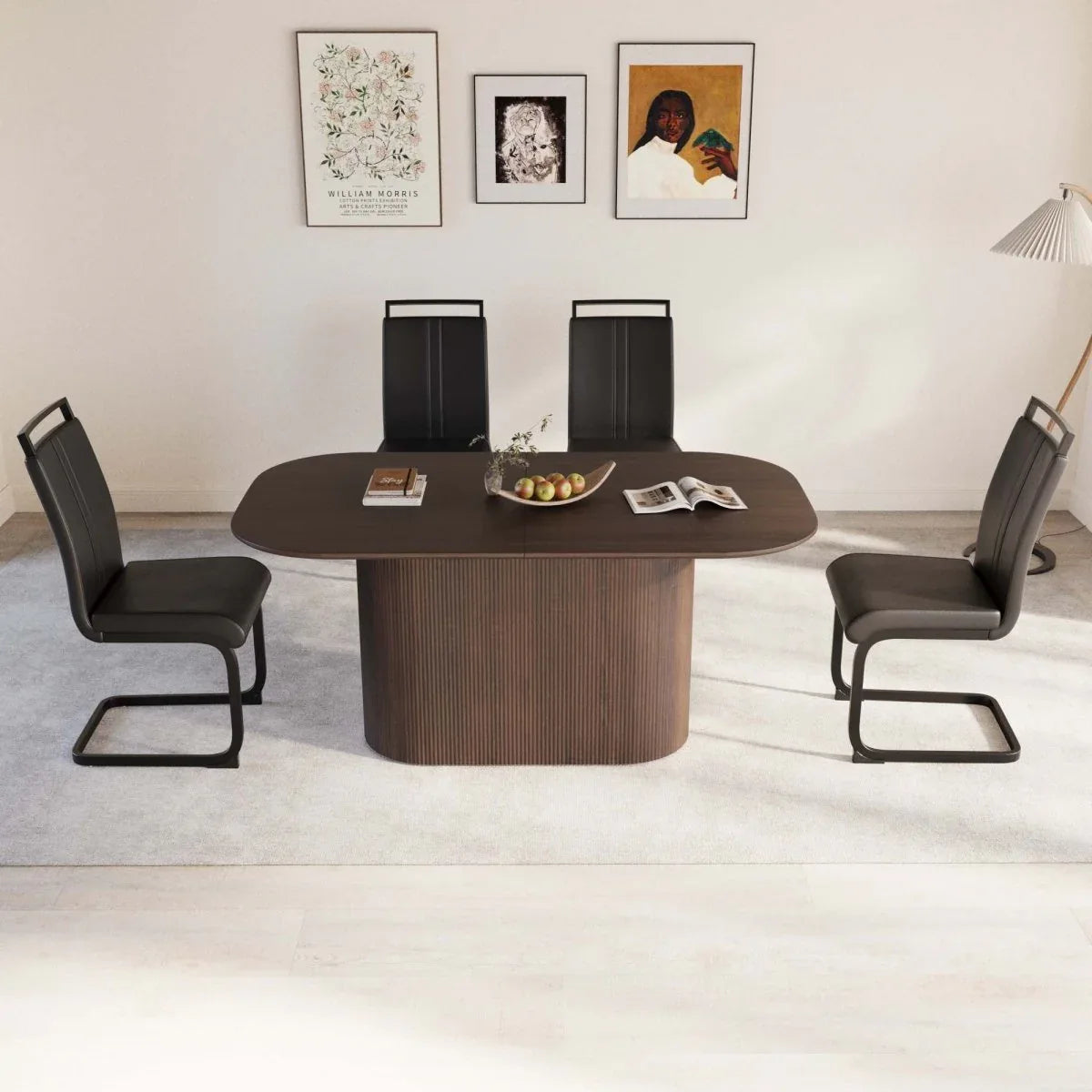 Modern MDF Dining Table And PU Armless Chair Set - Omega Lifestyles