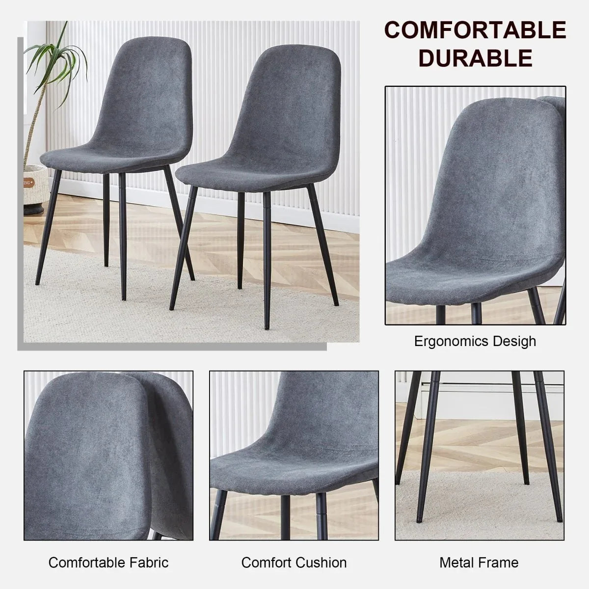 Modern Medieval Linen Upholstered 4-Piece Dining Set - Omega Lifestyles