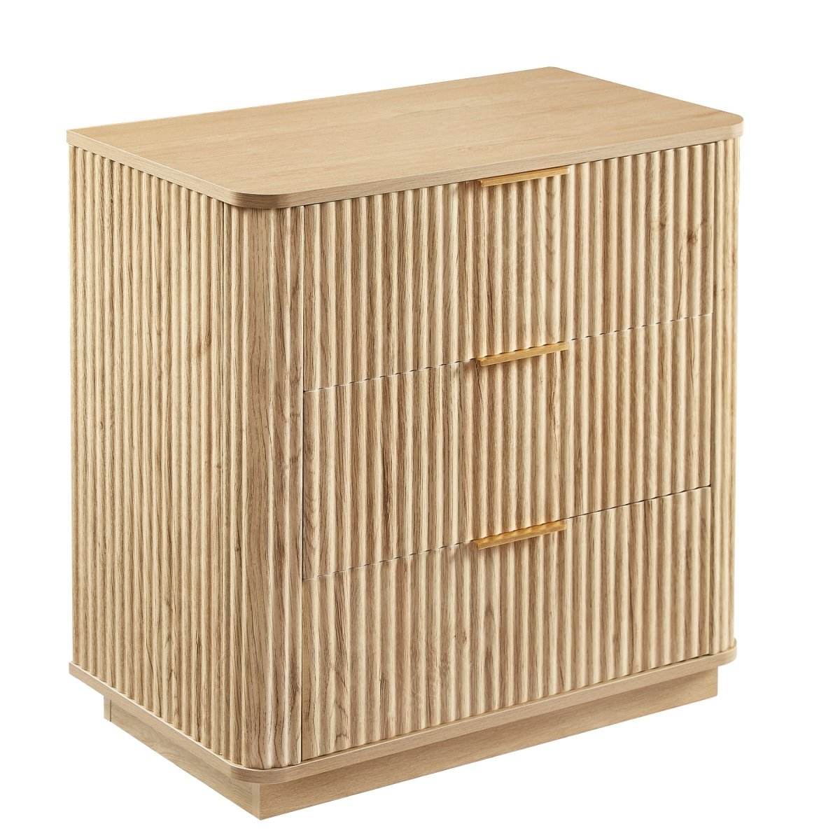 Modern Oak 3-Drawer Dresser With Curved Wave Design - Sleep Galleria
