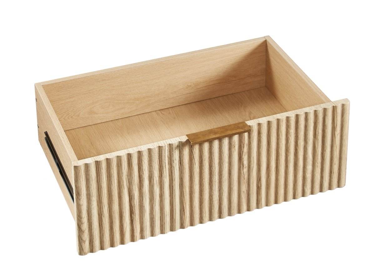 Modern Oak 3-Drawer Dresser With Curved Wave Design - Sleep Galleria