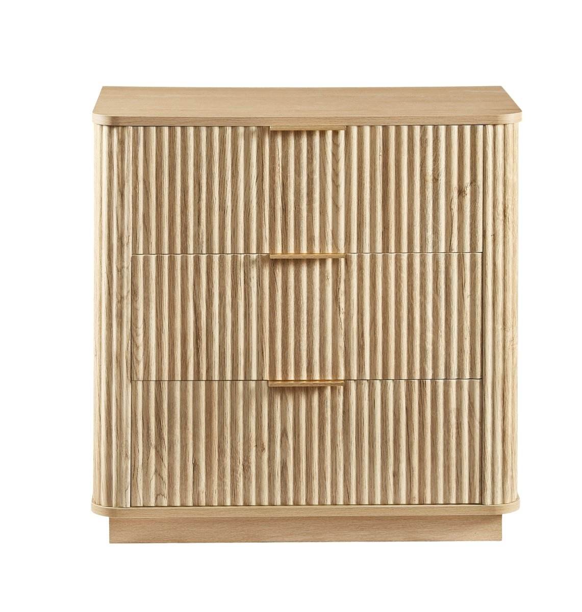 Modern Oak 3-Drawer Dresser With Curved Wave Design - Sleep Galleria