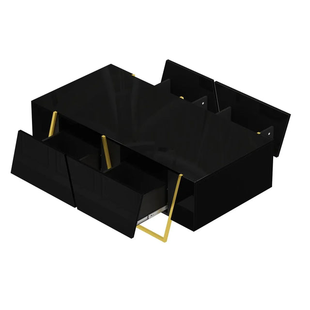 Modern Rectangular High Gloss Black MDF Coffee Table - Omega Lifestyles