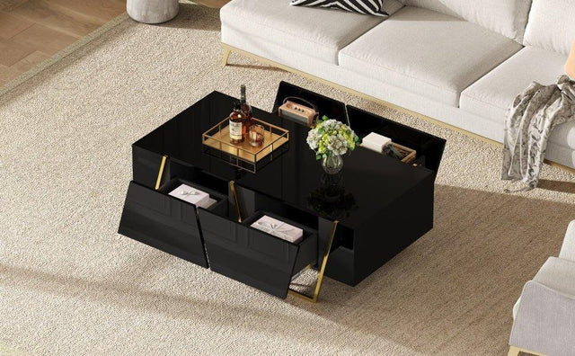 Modern Rectangular High Gloss Black MDF Coffee Table - Omega Lifestyles