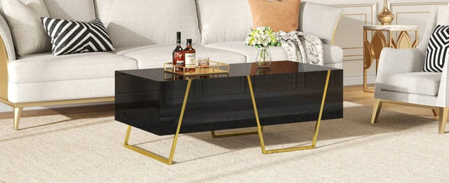 Modern Rectangular High Gloss Black MDF Coffee Table - Omega Lifestyles