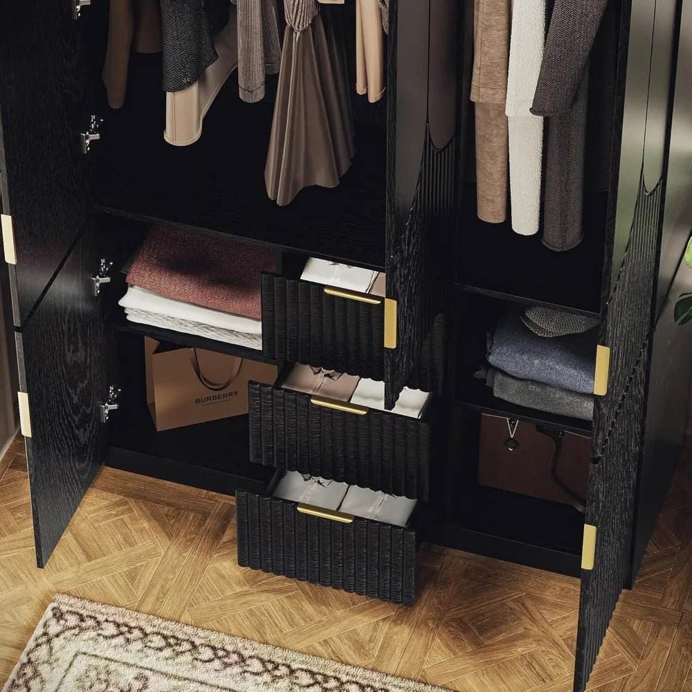 Modern Wooden Wardrobe Armoire With Drawers And Cabinets - Omega Lifestyles