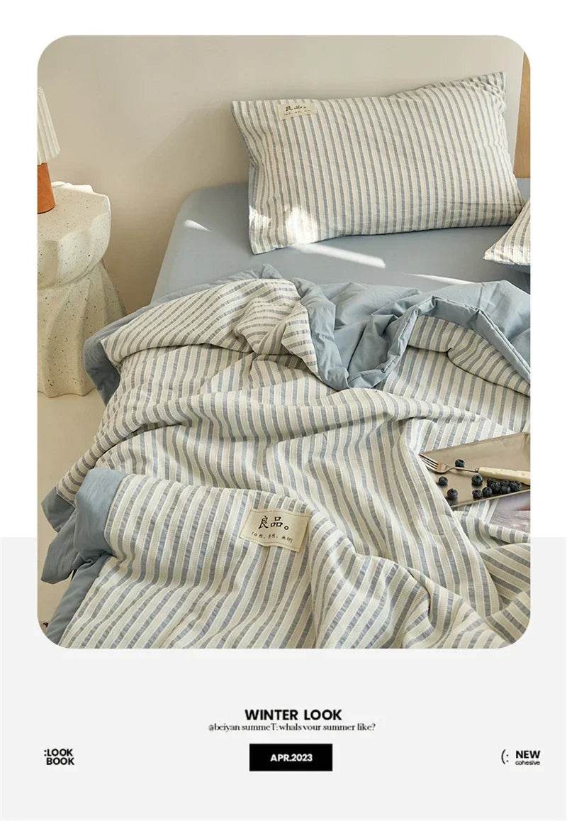 Mugwort Fibre Jacquard Summer Cotton Quilt Blanket - Sleep Galleria