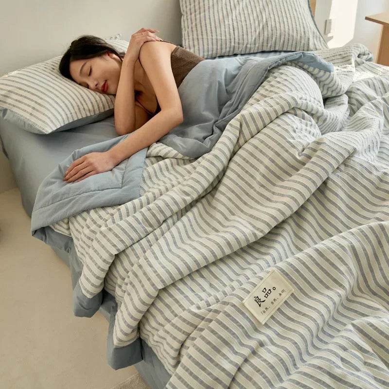 Mugwort Fibre Jacquard Summer Cotton Quilt Blanket - Sleep Galleria
