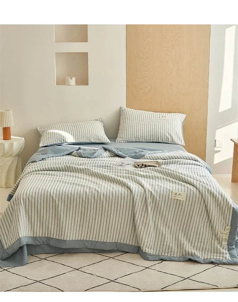 Mugwort Fibre Jacquard Summer Cotton Quilt Blanket - Sleep Galleria