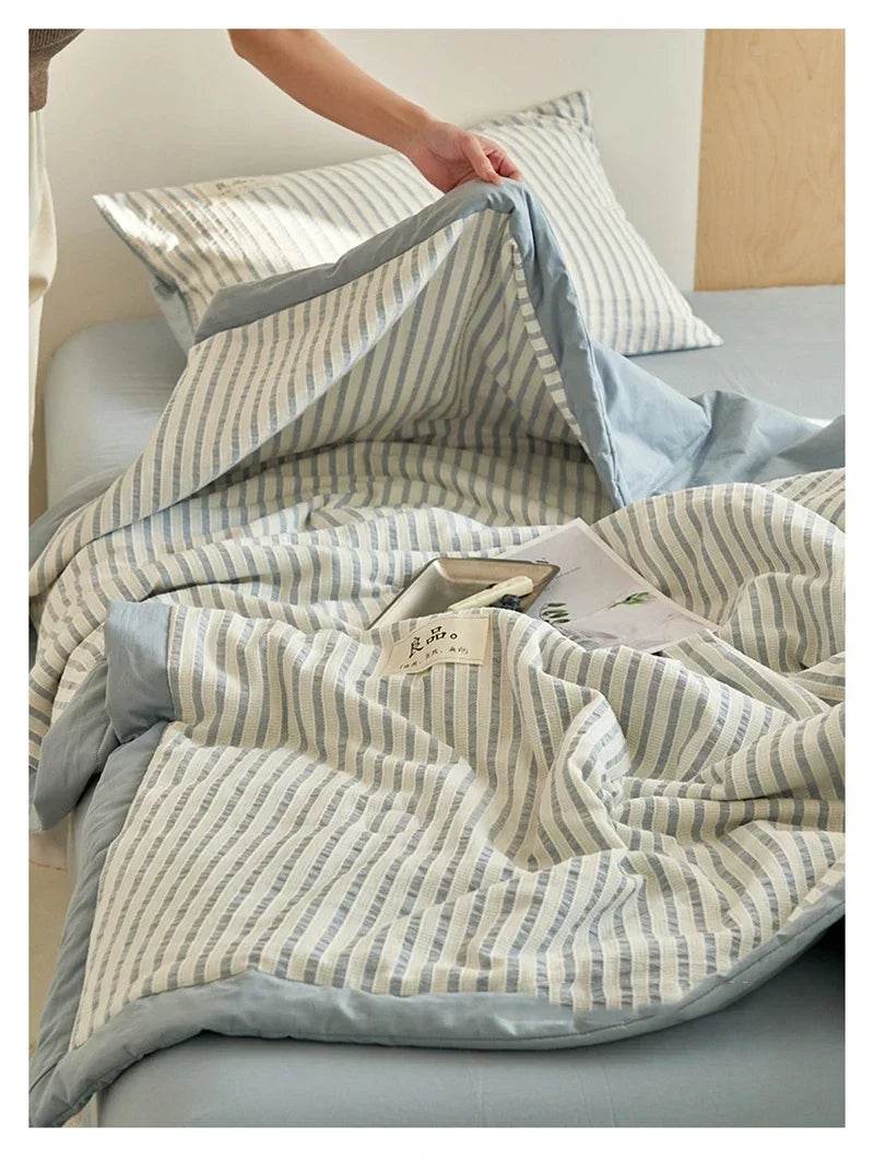 Mugwort Fibre Jacquard Summer Cotton Quilt Blanket - Sleep Galleria