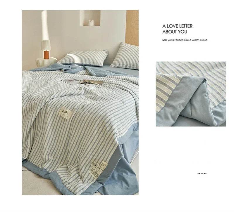 Mugwort Fibre Jacquard Summer Cotton Quilt Blanket - Sleep Galleria