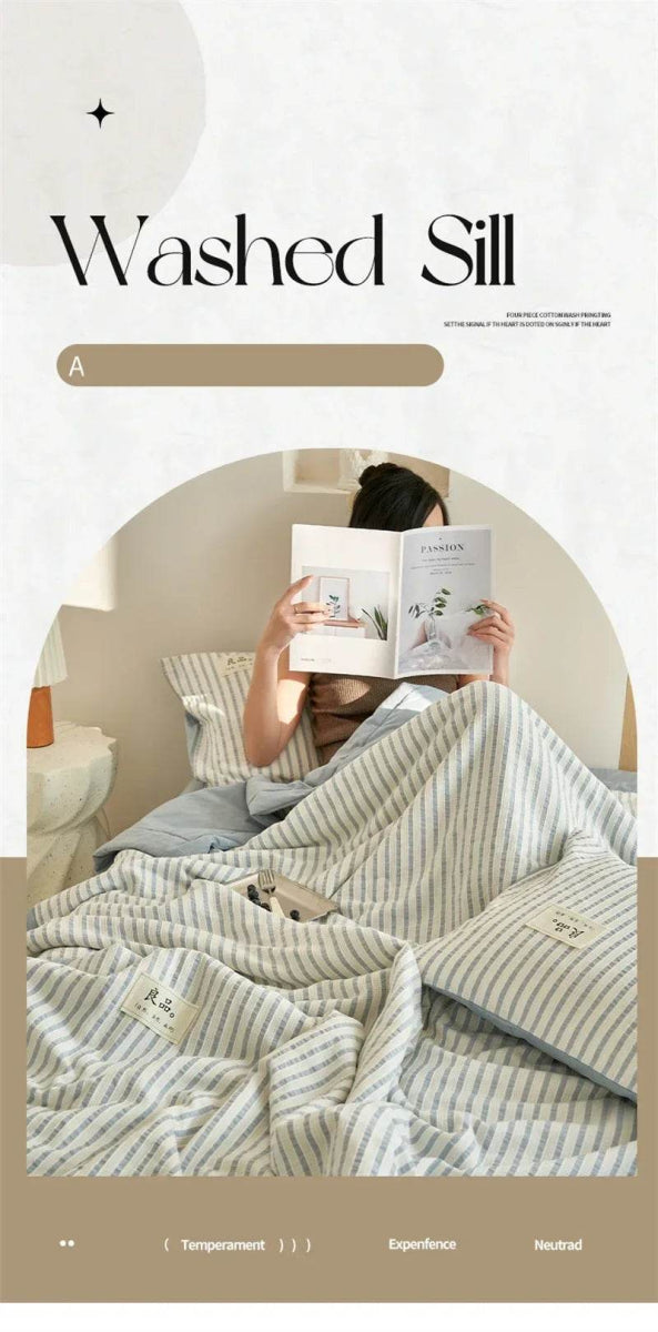 Mugwort Fibre Jacquard Summer Cotton Quilt Blanket - Sleep Galleria