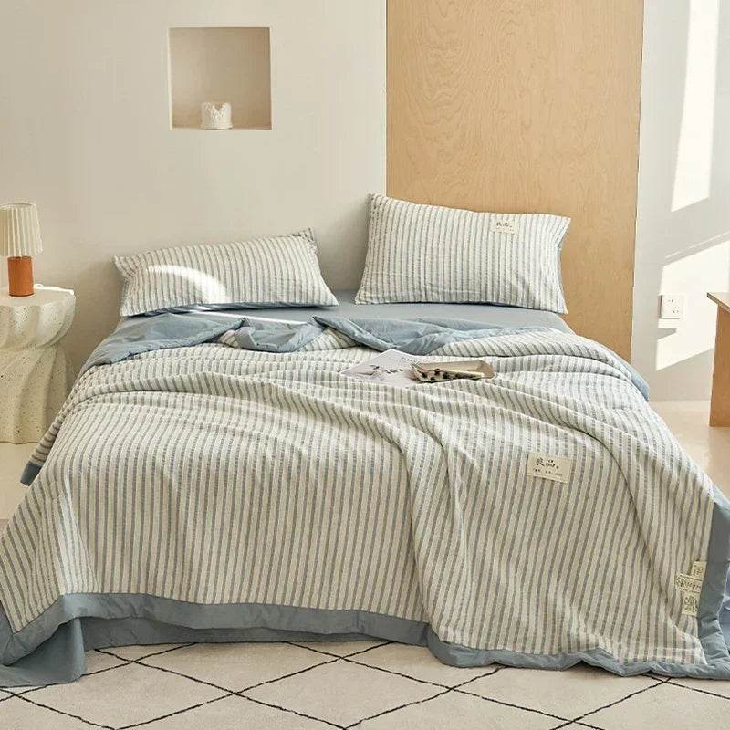 Mugwort Fibre Jacquard Summer Cotton Quilt Blanket - Sleep Galleria