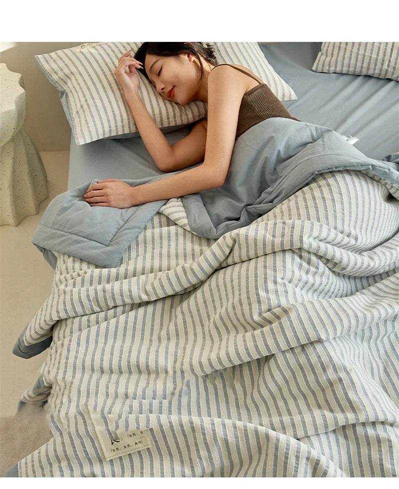 Mugwort Fibre Jacquard Summer Cotton Quilt Blanket - Sleep Galleria