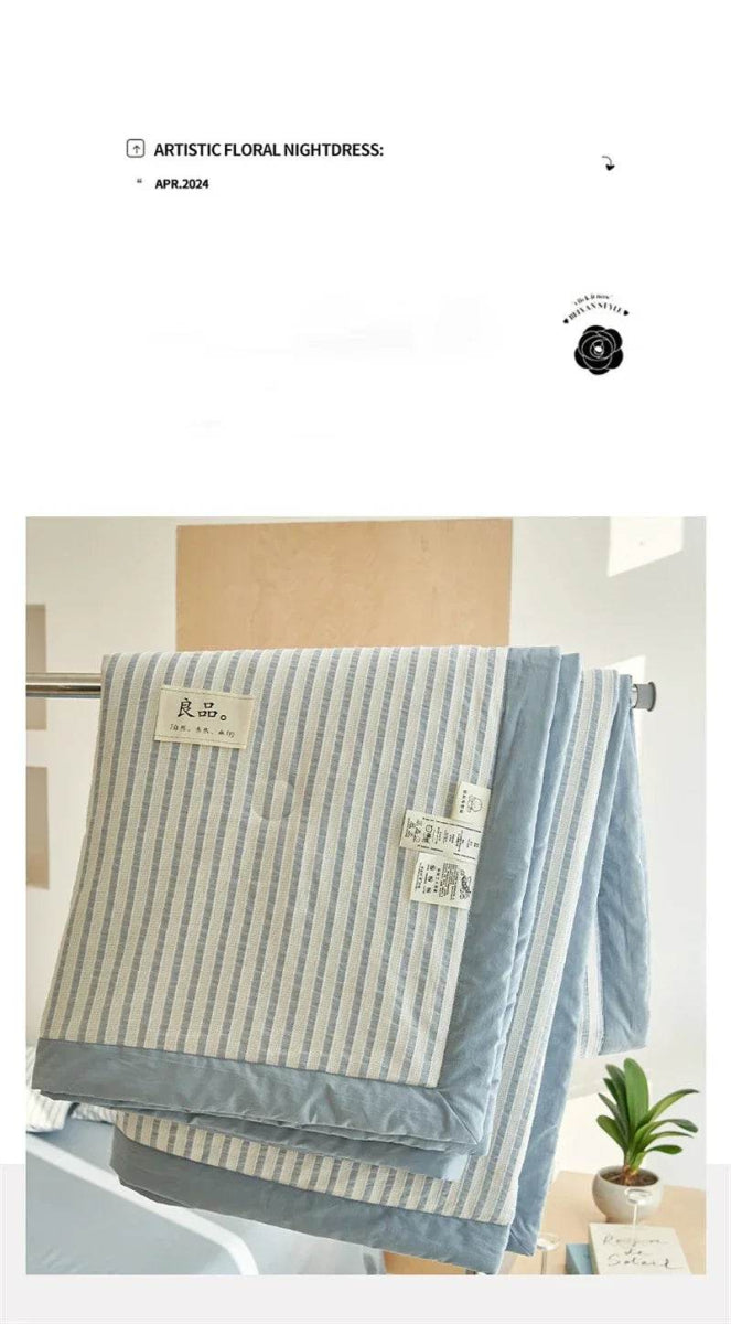 Mugwort Fibre Jacquard Summer Cotton Quilt Blanket - Sleep Galleria