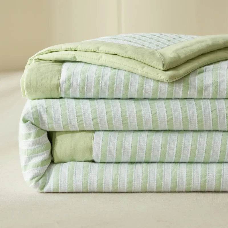 Mugwort Fibre Jacquard Summer Cotton Quilt Blanket - Sleep Galleria