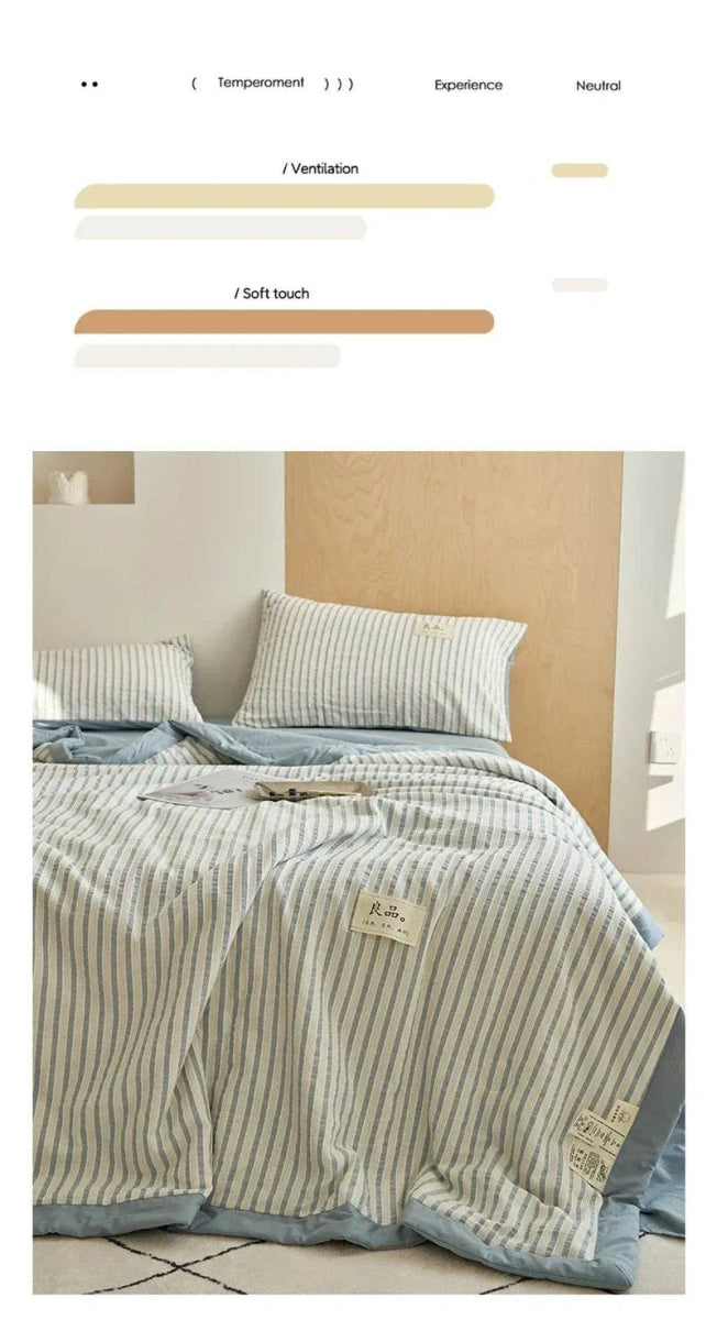 Mugwort Fibre Jacquard Summer Cotton Quilt Blanket - Sleep Galleria