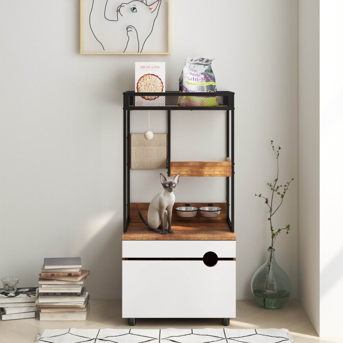 Multi - Functional Cat Furniture With Litter Box Enclosure - Restanew - Omega Lifestyles