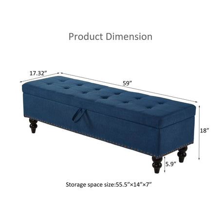 Multifunctional Storage Bed Bench With Cotton Linen Upholstery - Sleep Galleria
