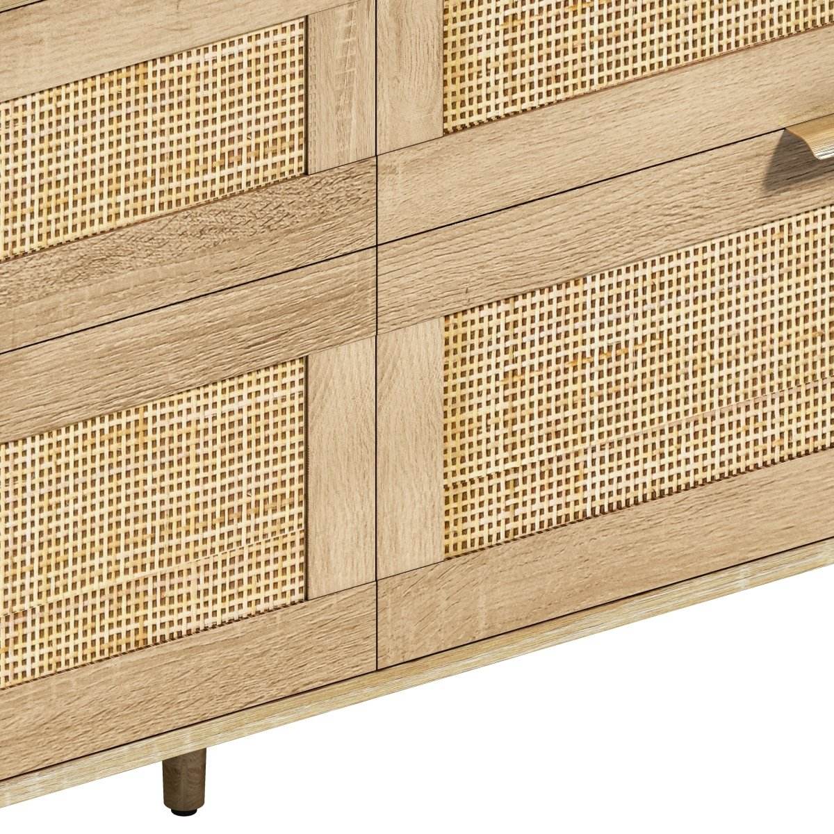 Natural Rattan 6-Drawer Dresser With Metal Handles - Sleep Galleria