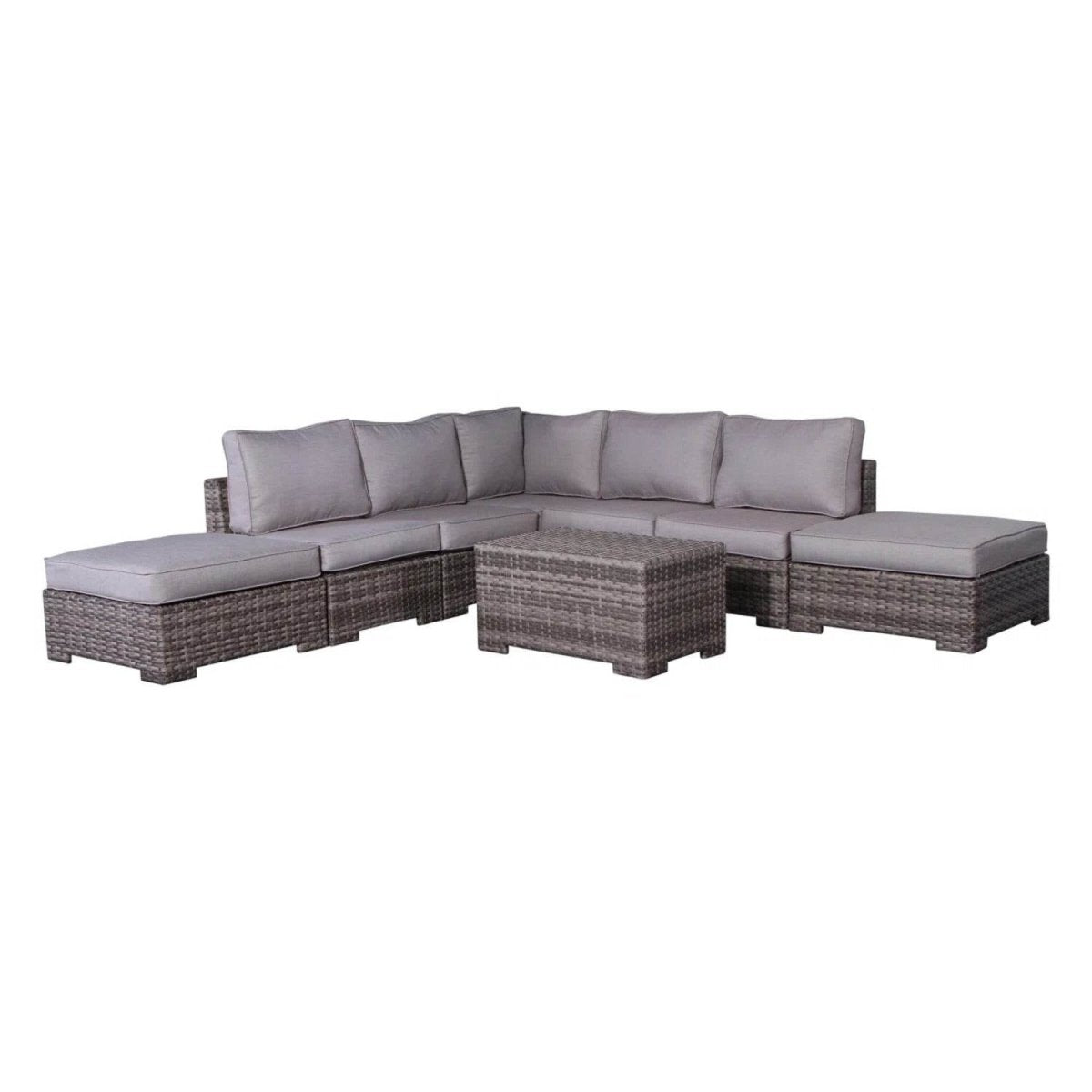 Outdoor 6 - Piece Weather - Resistant Wicker Seating Set With Cushions - Restanew - Omega Lifestyles