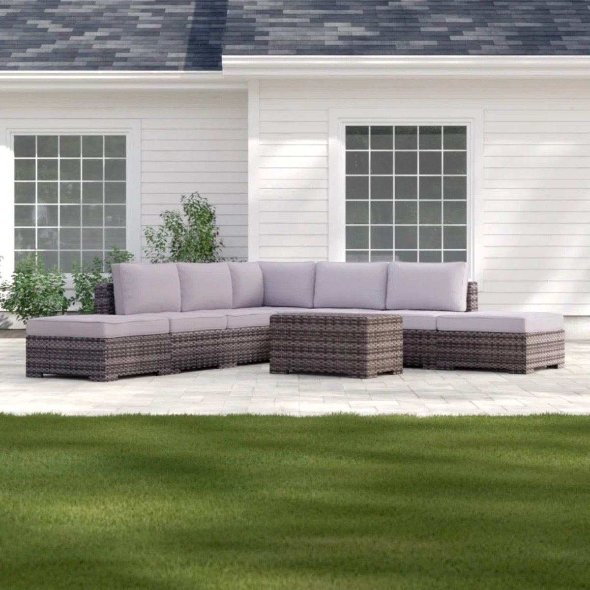 Outdoor 6 - Piece Weather - Resistant Wicker Seating Set With Cushions - Restanew - Omega Lifestyles