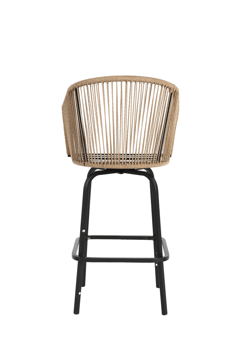 Outdoor Bar Stools Set Of 2 Steel Frame Blue Cushioned Chairs - Restanew - Omega Lifestyles