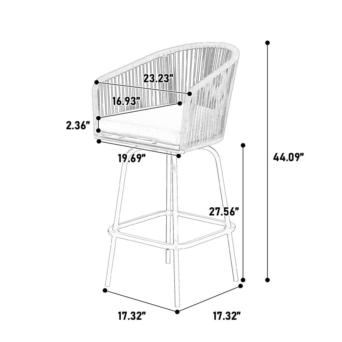 Outdoor Bar Stools Set Of 2 Steel Frame Blue Cushioned Chairs - Restanew - Omega Lifestyles
