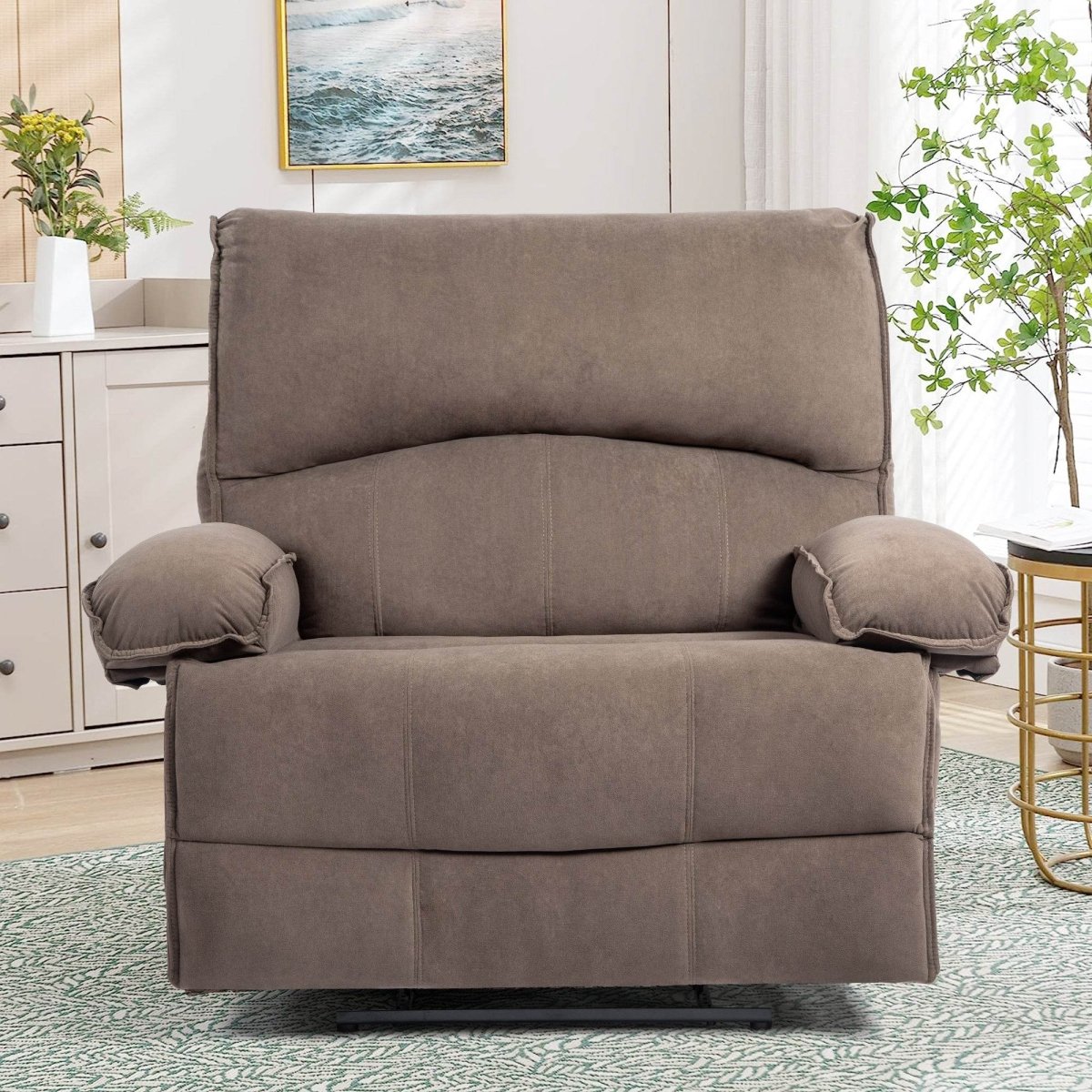 Oversized Soft Velvet Push - Back Recliner Chair With Massage Pillow - Restanew - Omega Lifestyles