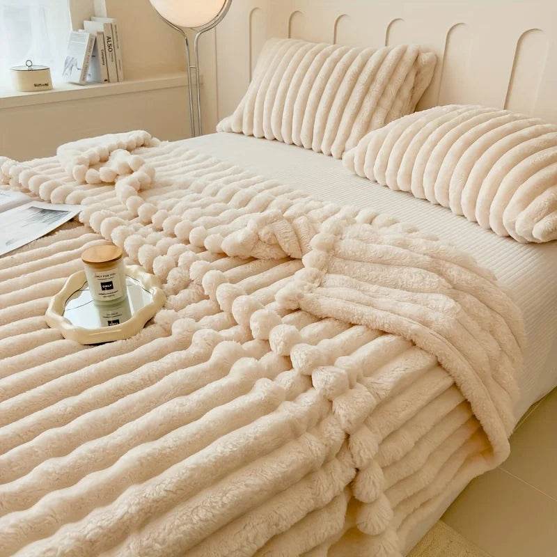 Plaid Coral Fleece Soft Warm Throw Blanket - Sleep Galleria