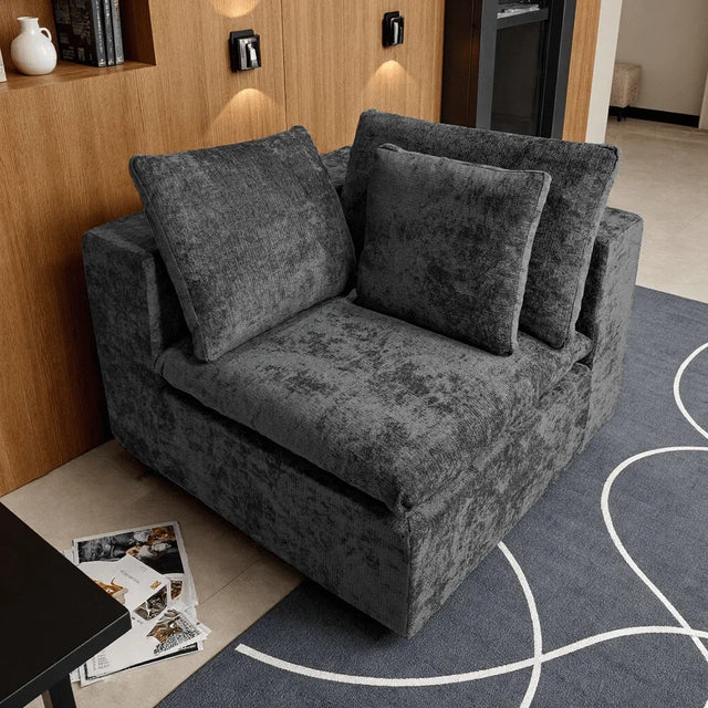 Plush Corduroy Modular Sectional Sofa With Chaise Lounge - Omega Lifestyles