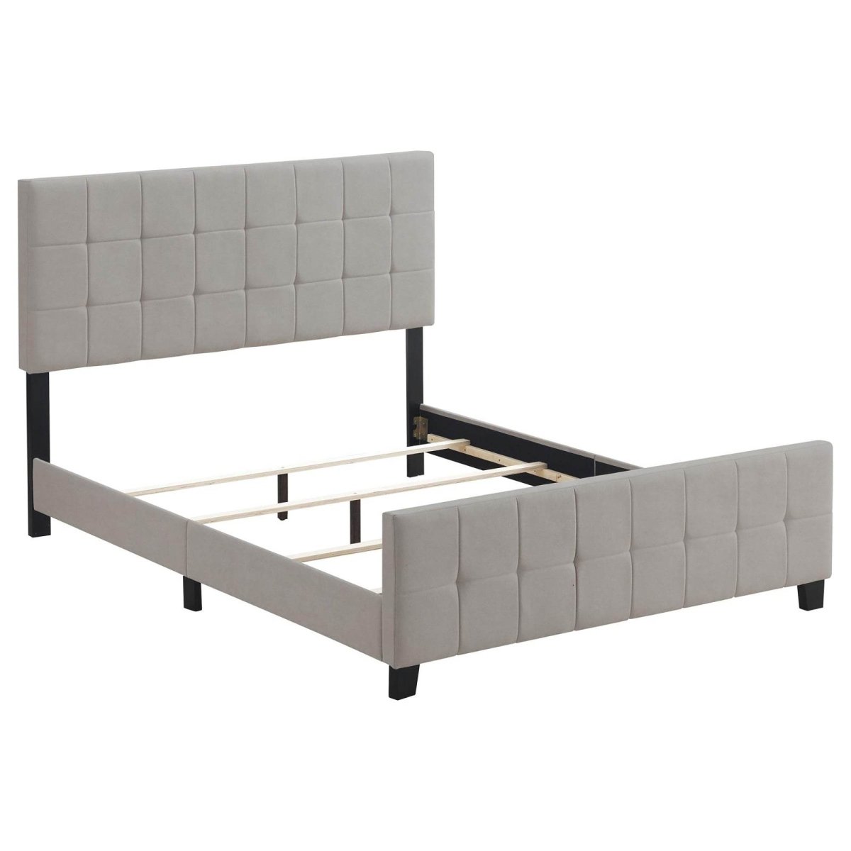 Queen Beige Tufted Upholstered Contemporary Panel Bed - Restanew - Omega Lifestyles