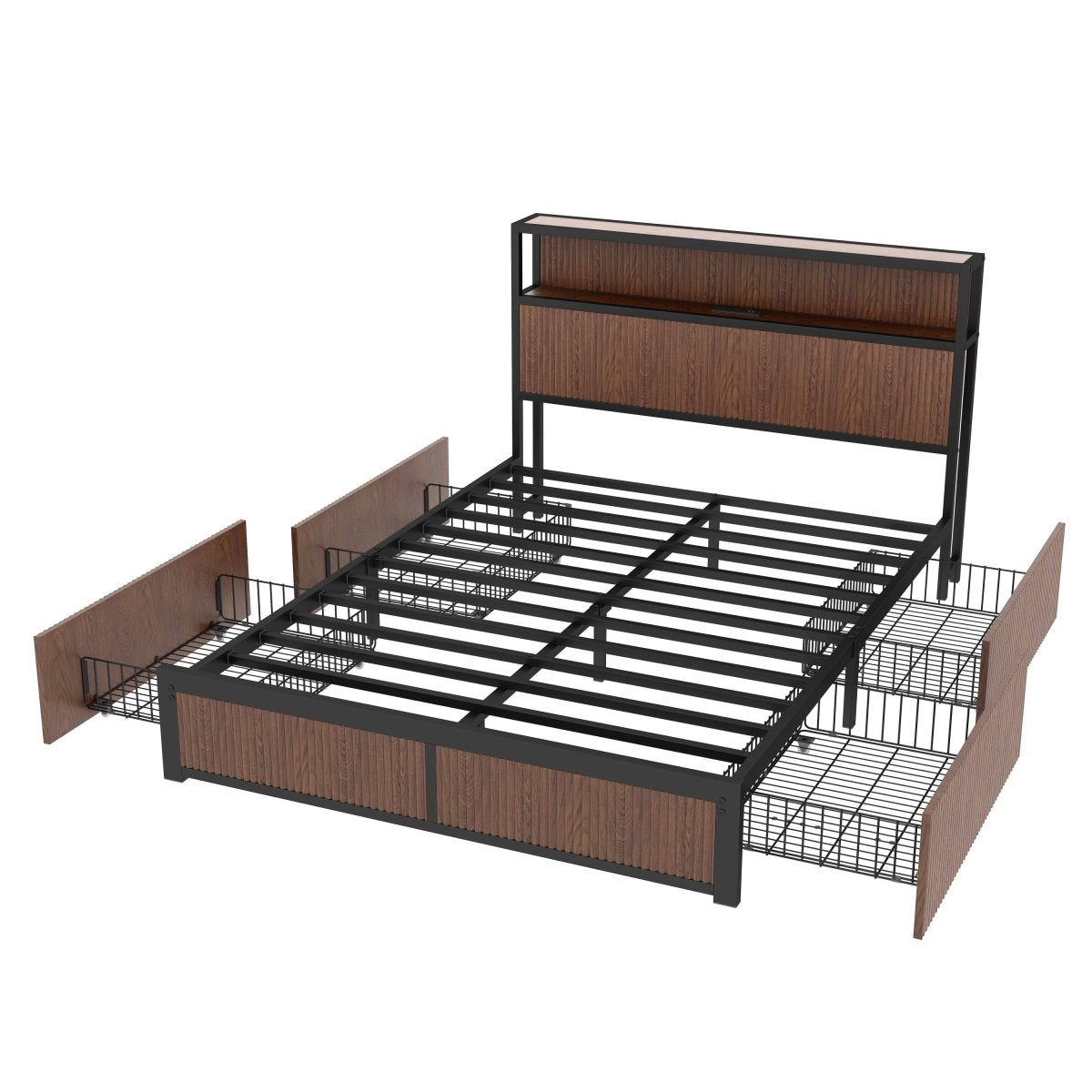 Queen French Bed Frame With Storage Drawers And USB Socket - Restanew - Omega Lifestyles
