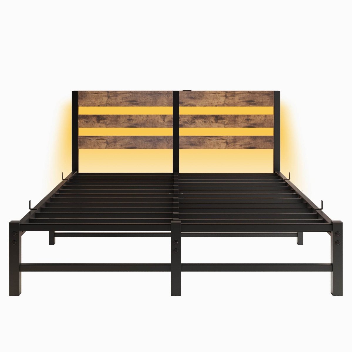 Queen Metal And Wood Bed Frame With RGB Lighting - Restanew - Omega Lifestyles