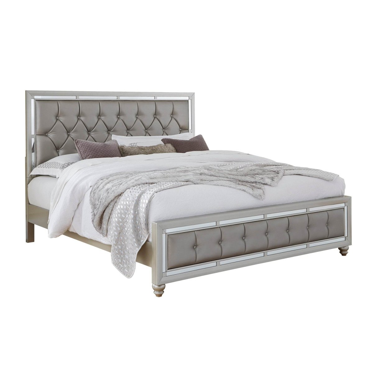 Queen Modern Solid Wood Tufted Panel Bed Frame - Restanew - Omega Lifestyles
