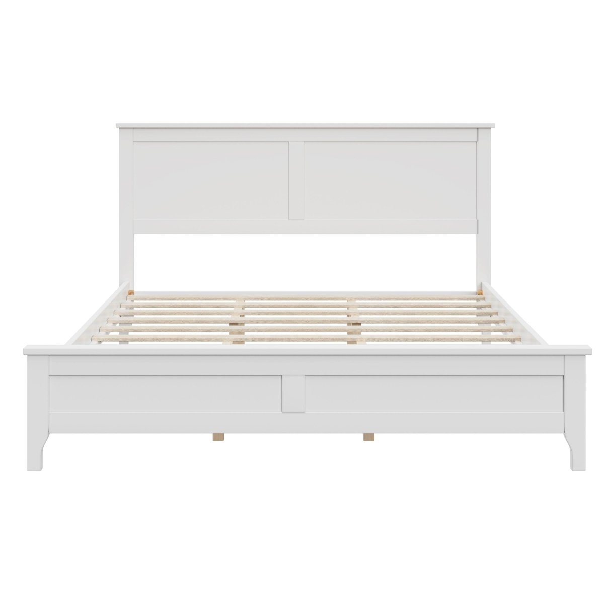 Queen White Solid Wood Pine Platform Bed Frame - Restanew - Omega Lifestyles
