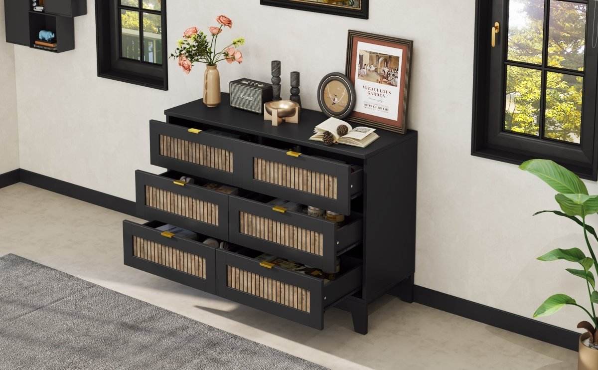 Rustic Farmhouse Wooden Dresser With Six Drawers - Sleep Galleria