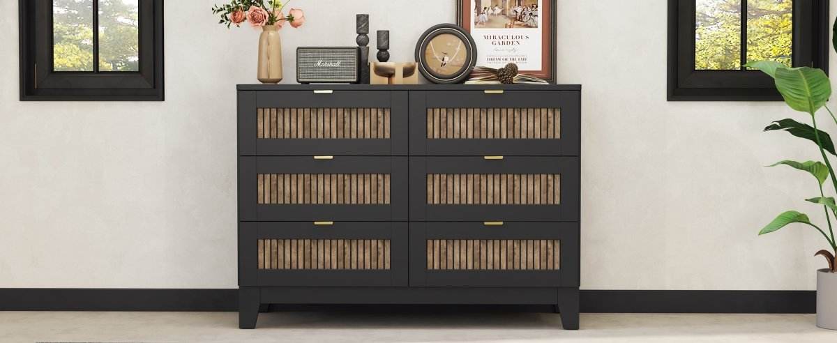 Rustic Farmhouse Wooden Dresser With Six Drawers - Sleep Galleria