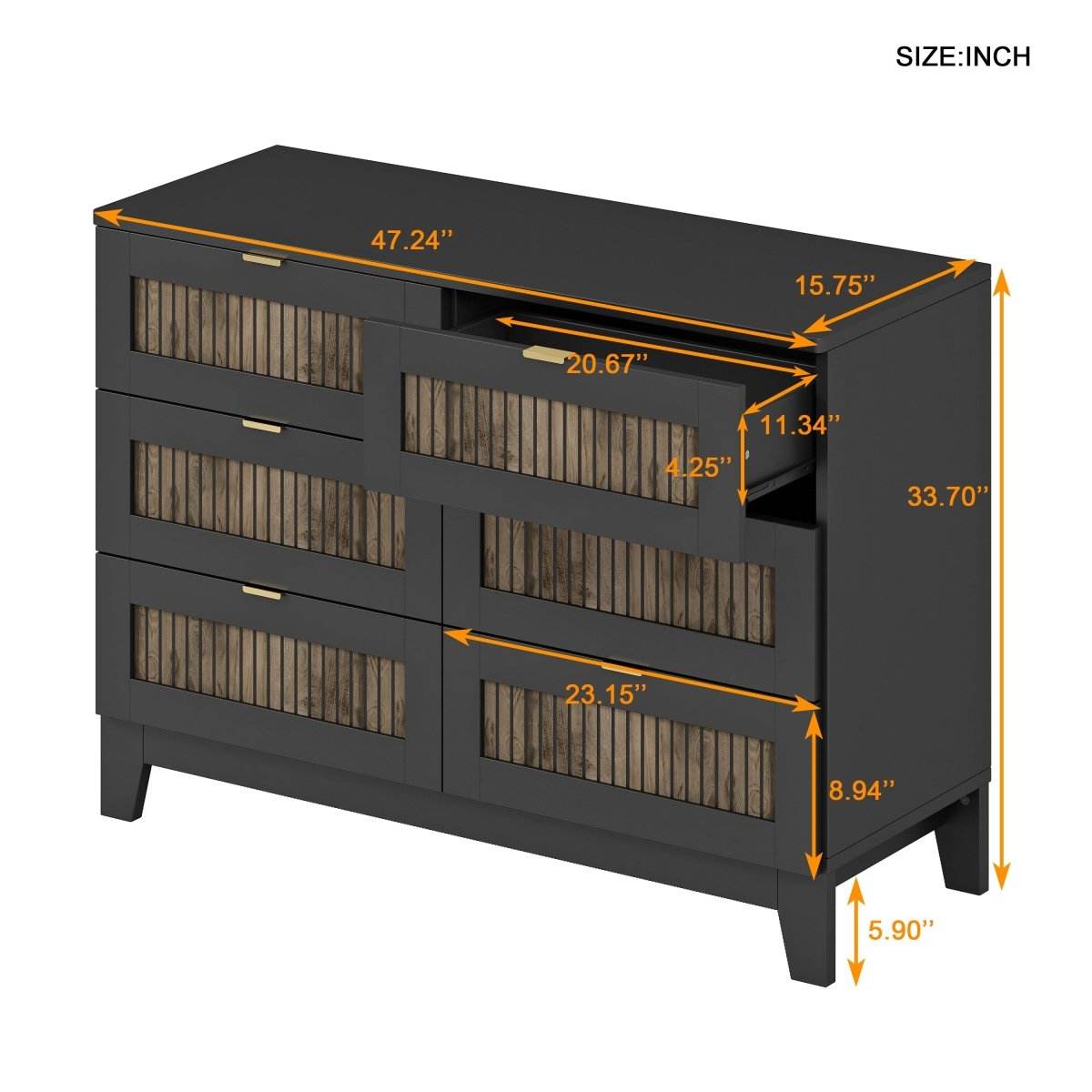 Rustic Farmhouse Wooden Dresser With Six Drawers - Sleep Galleria