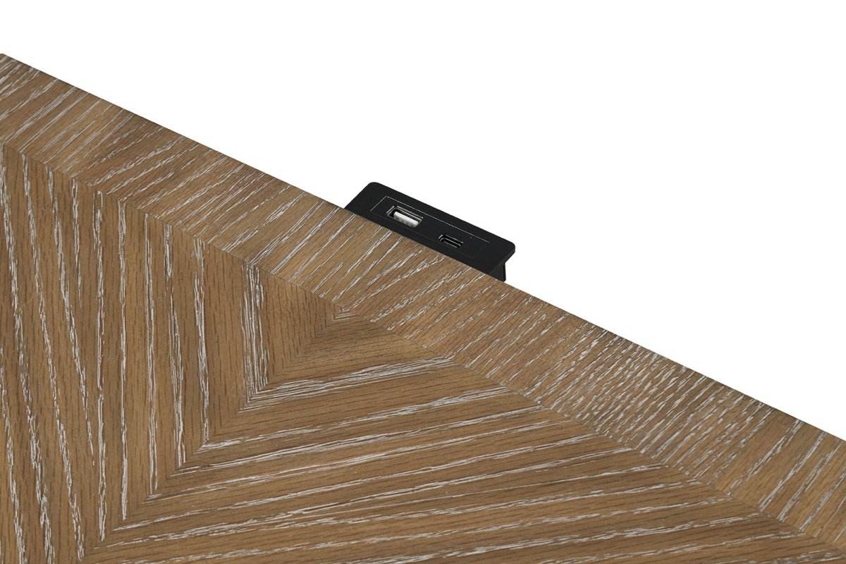 Rustic Oak Upholstered Bed Frame And Nightstands Set - Sleep Galleria