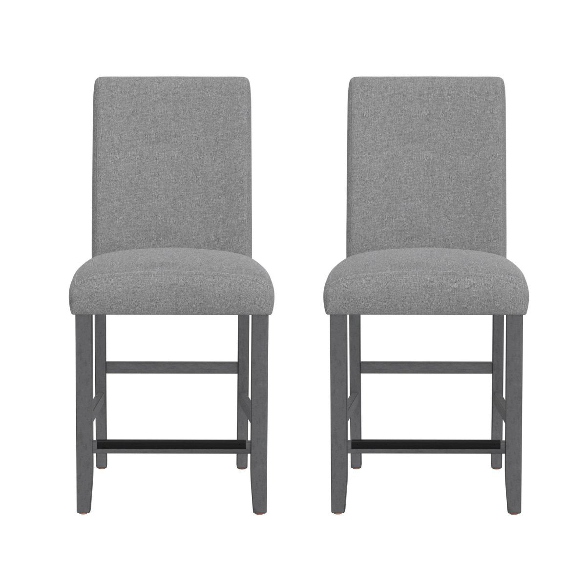 Set Of 2 Gray Upholstered Engineered Wood Barstools - Restanew - Omega Lifestyles