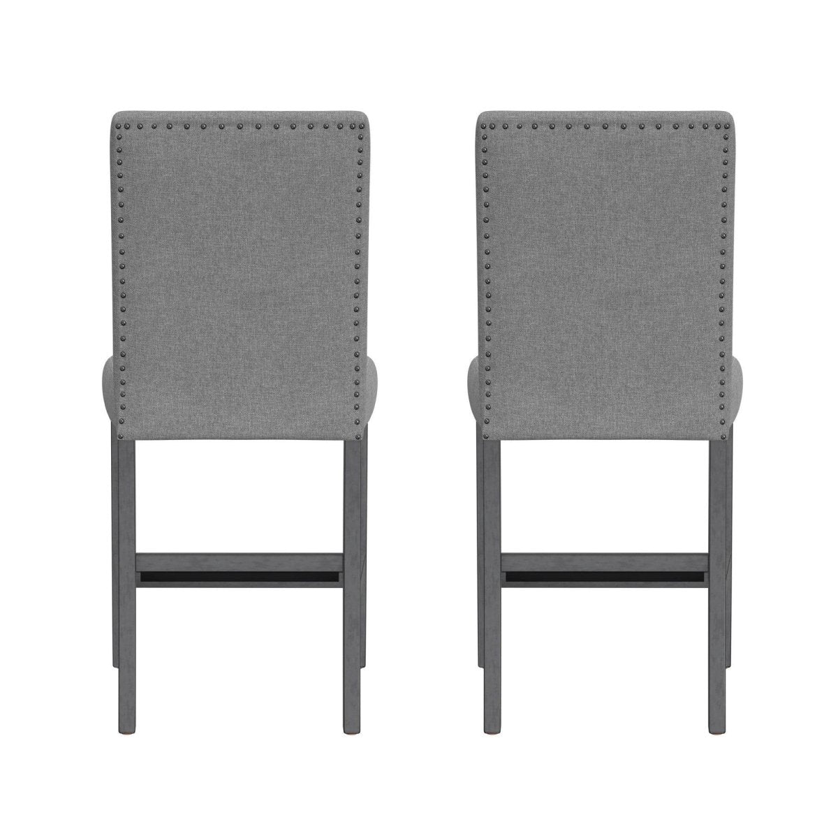 Set Of 2 Gray Upholstered Engineered Wood Barstools - Restanew - Omega Lifestyles