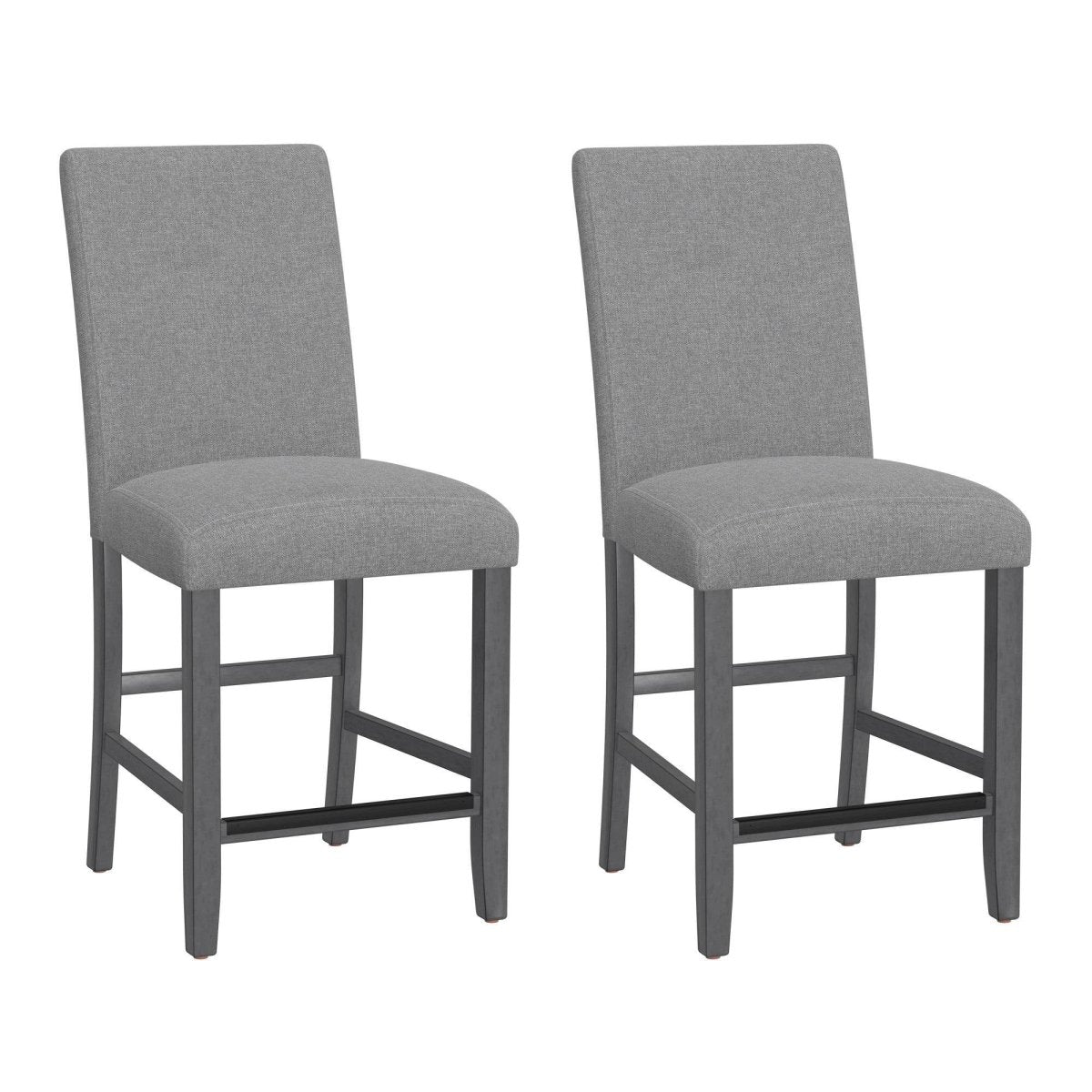 Set Of 2 Gray Upholstered Engineered Wood Barstools - Restanew - Omega Lifestyles