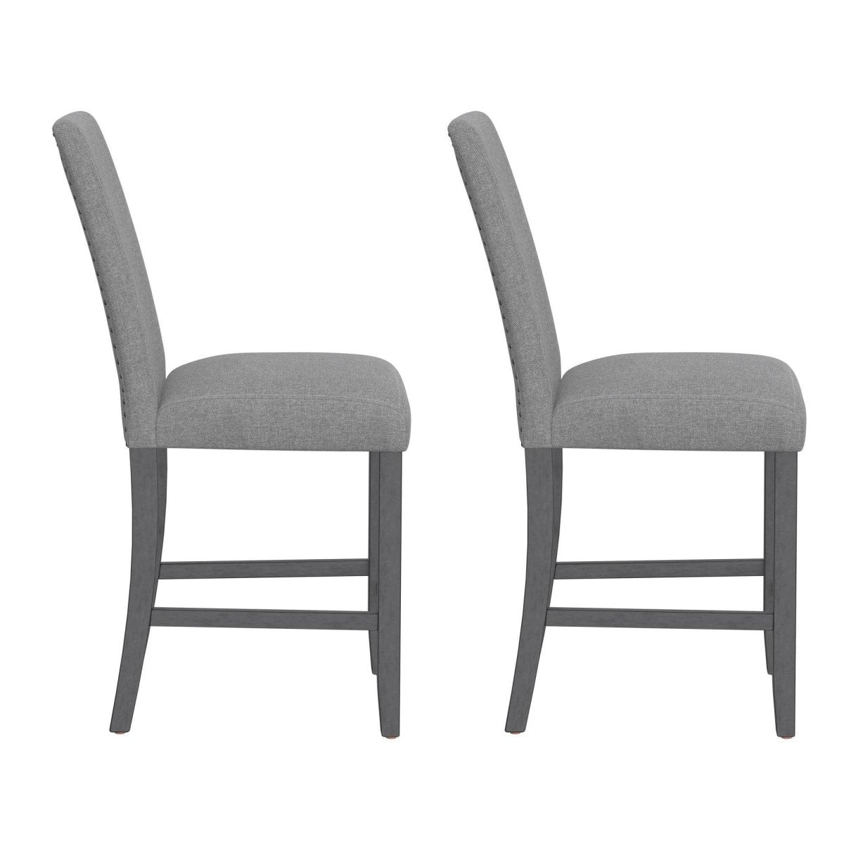 Set Of 2 Gray Upholstered Engineered Wood Barstools - Restanew - Omega Lifestyles