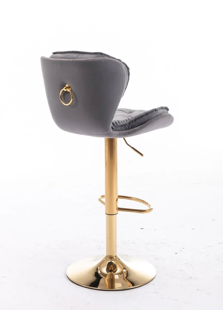 Set Of 2 Height Adjustable Velvet Fabric Bar Stools - Omega Lifestyles